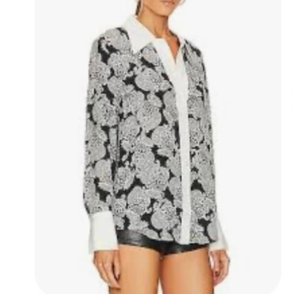 Women’s Equipment Nikola Shirt in True Black & Nature White Silk Size S EUC!